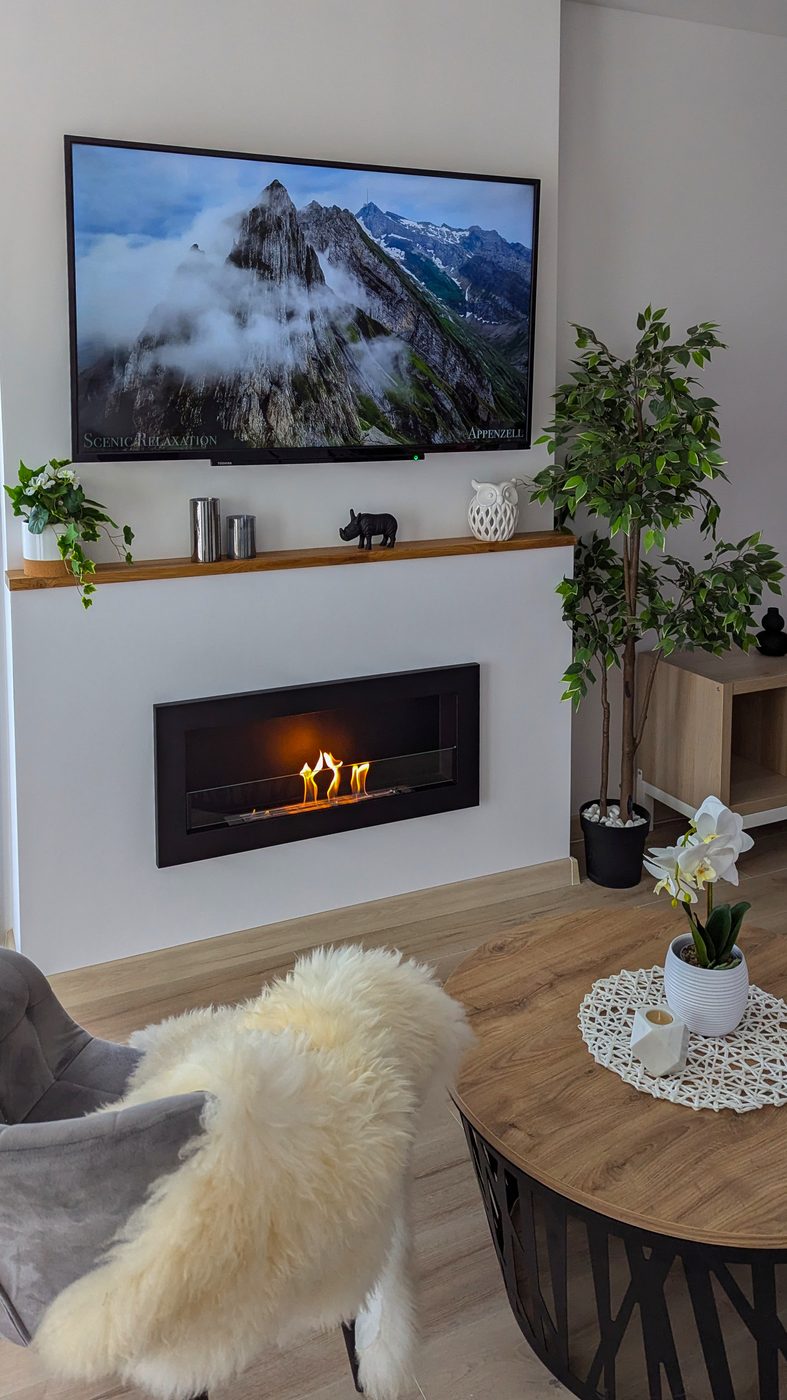 Biochimenea de pared 900×400 Slim negro mate