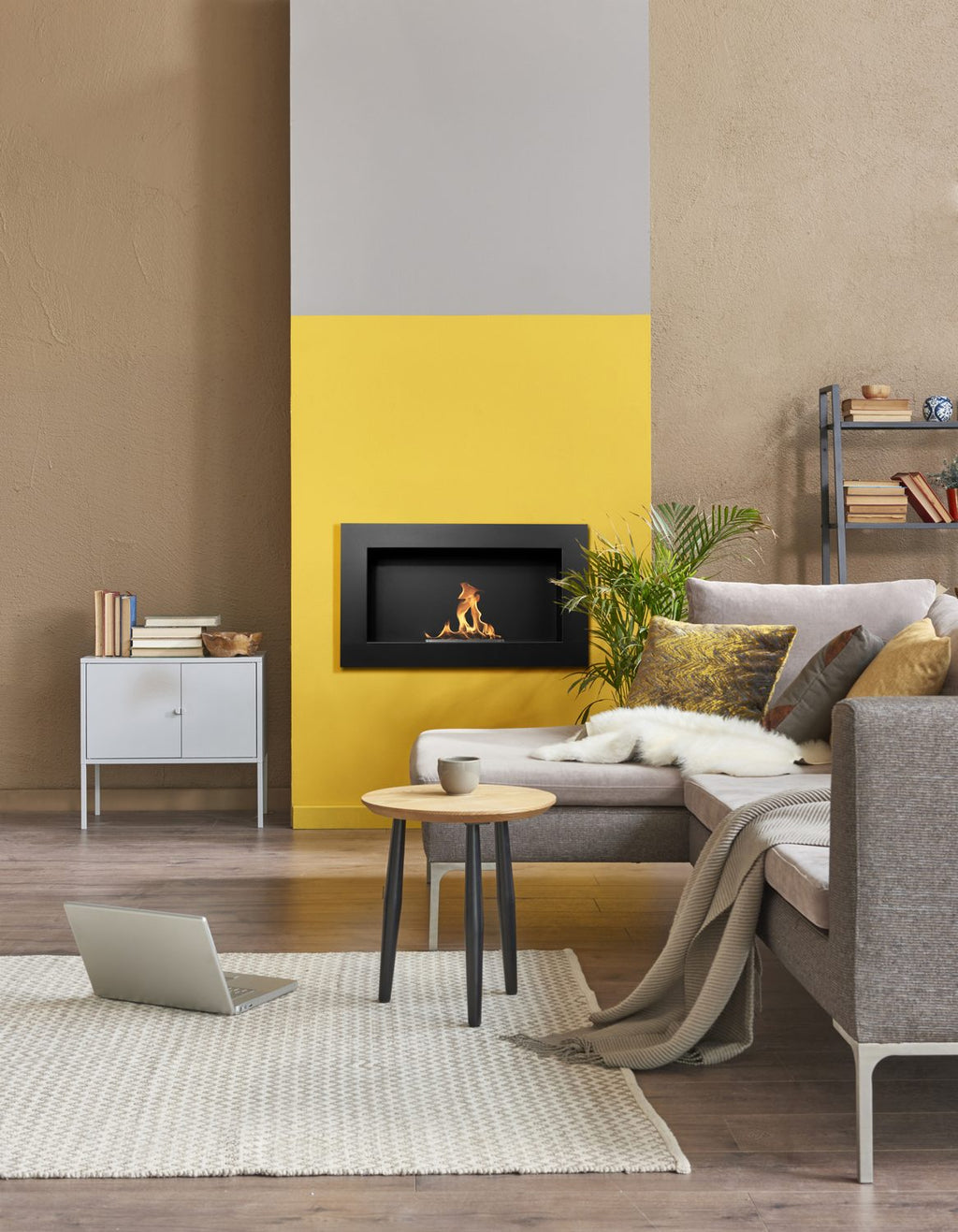 Biochimenea de pared 900×400 negro mate
