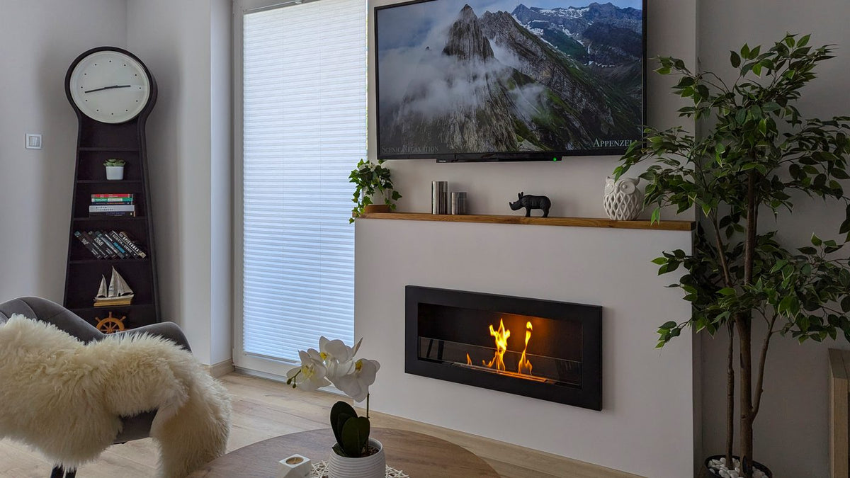 Biochimenea de pared 900×400 Slim negro mate