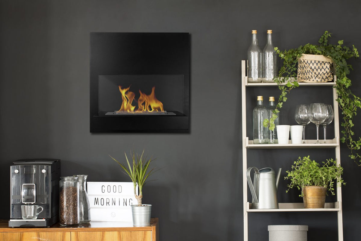 Biochimenea de pared Board negro mate
