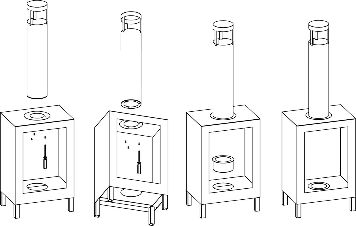 Biochimenea de pie Kozen negro mate