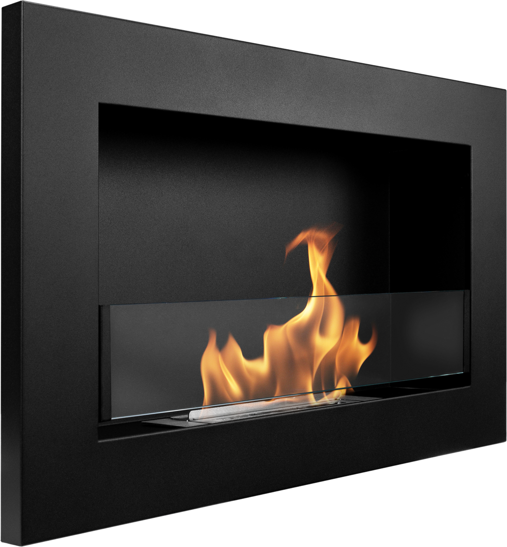 Biochimenea de pared 650×400 Slim negro mate