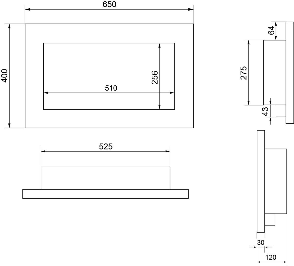 Biochimenea de pared 900×400 negro mate